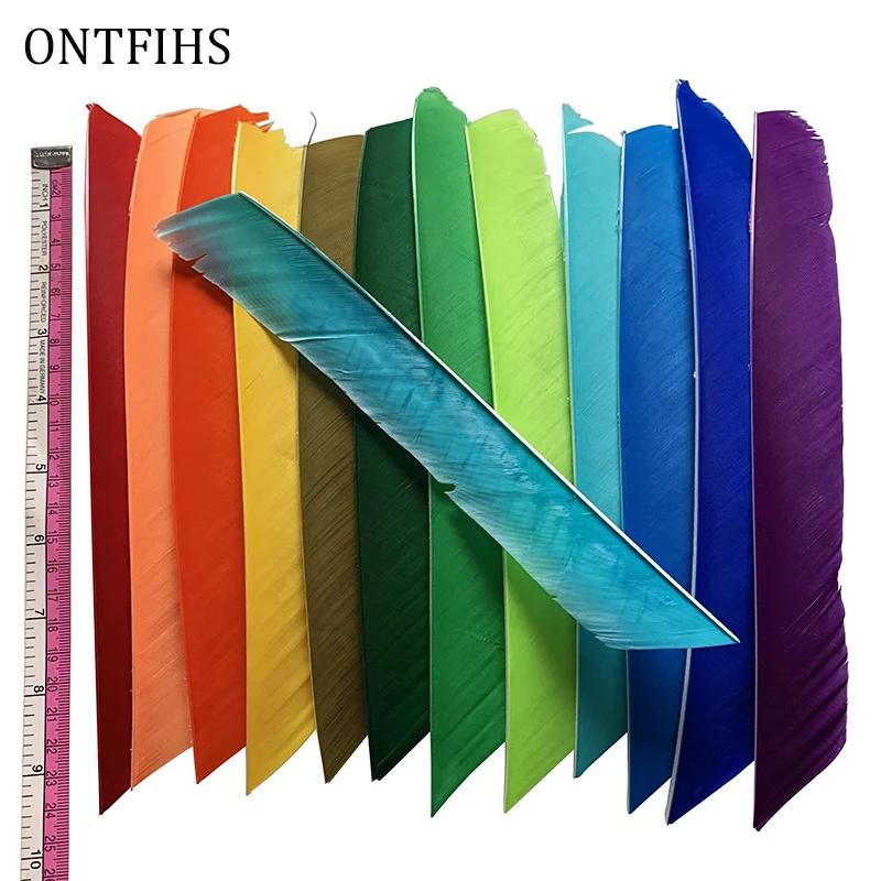 

50Pcs ONTFIHS Fletching Arrow Feathers Multicolor Full length Real Turkey Feather NO Cut