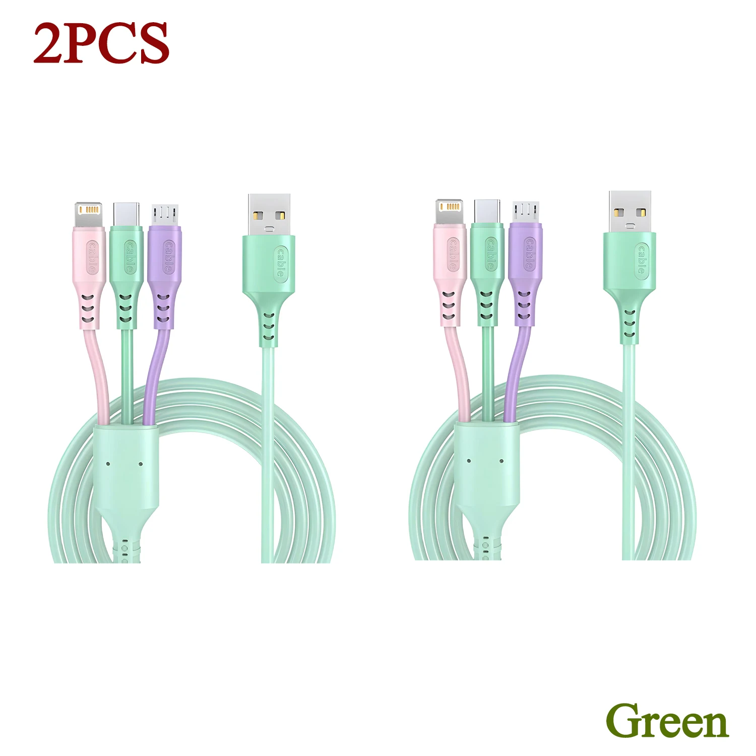 그린 1-3개입 3 in 1 USB 충전 케이블 5A 120W 화웨이/아너용 휴대용 마..
