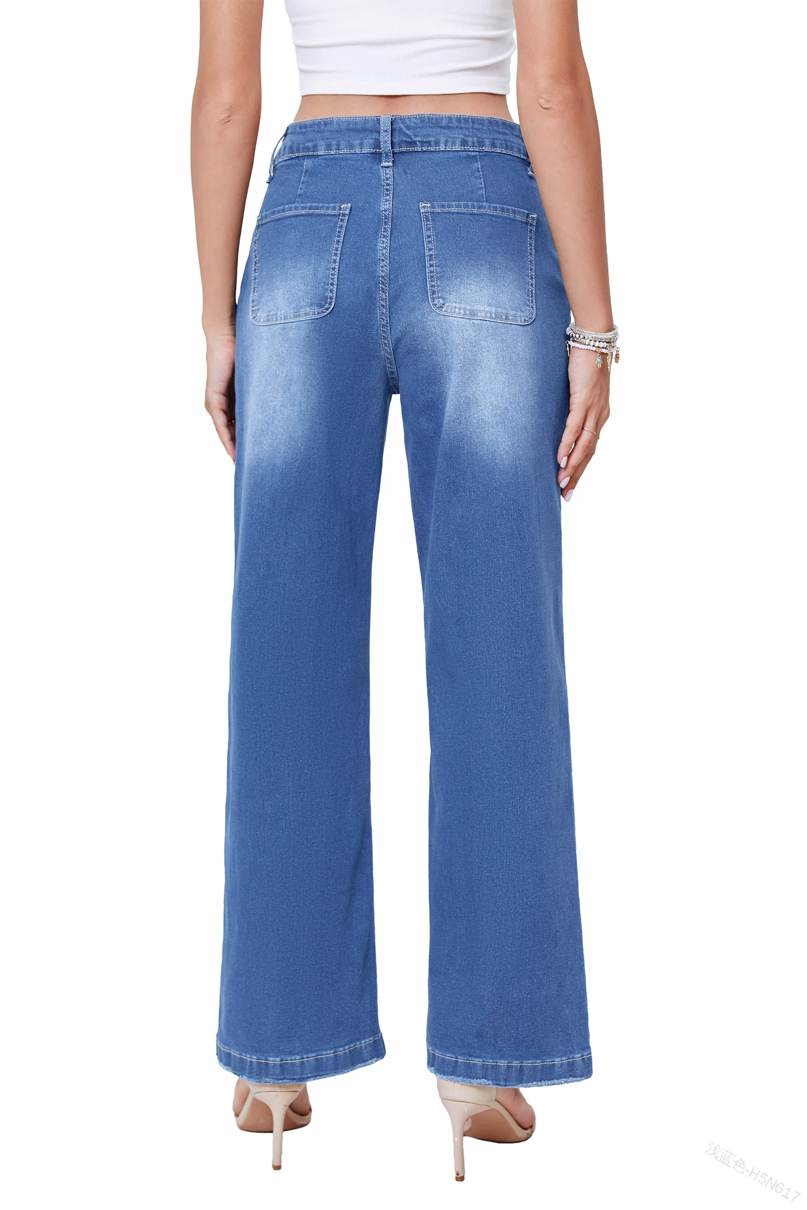 Baggy Jeans Women High Waist Wide Leg Pants Loose Denim Pants With Pockets Ankle Length Office Lady Denim Straight Trousers