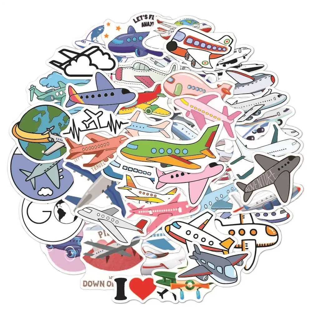

10/50PCS Aircraft Stickers Children's Toys Vehicle Airplane Stickers for Luggage Skateboard Laptop Home Refrigerator Decoration