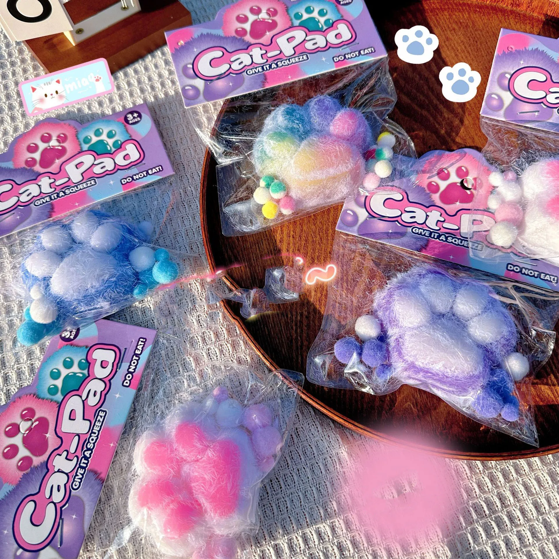 Colorful Plush Soft Cat Foot Antistress Paws Squishy Tapa Foot Girl Kids Adult Sensory Toys Gift Antistress Foot Cat Fidget Toys 6