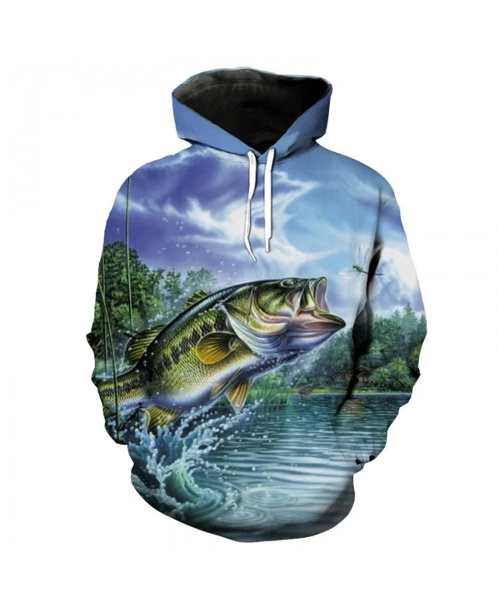 thumbnail image 1 of Sudadera con capucha para hombre, diseño de peces, estampado 3D, para amantes de la pesca, informal, de manga larga, ropa deportiva de gran tamaño, 6XL, 1 of 4