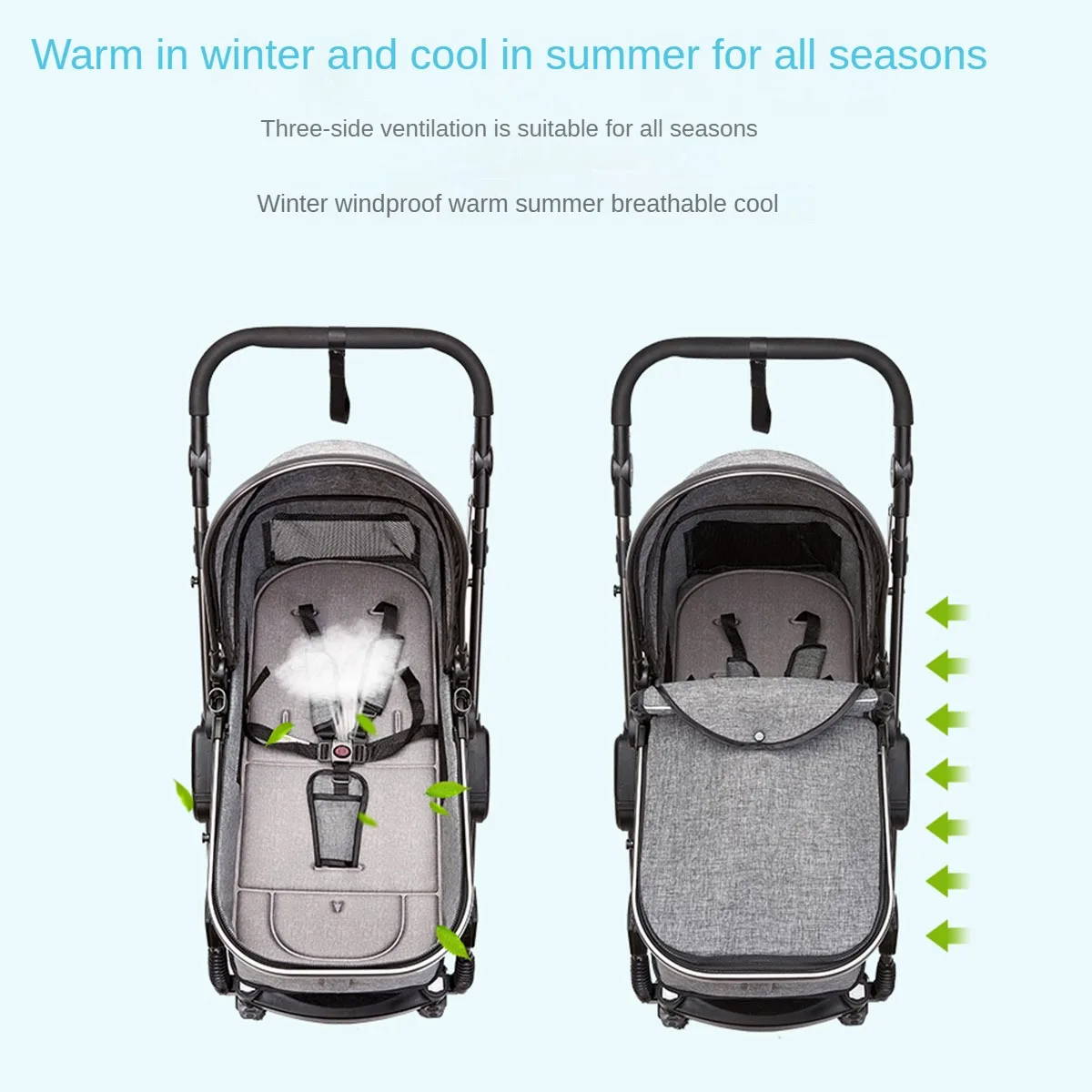 Baby Stroller Portable Fold Pram Aluminum Frame High Landscape For Newborn