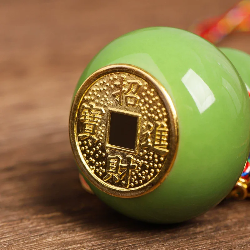 Mini Colorful Ceramic Gourd Ornament, Hulu Home Decor for Good Fortune, Wealth Luck and House Blessing, Auspicious Crafts Gift