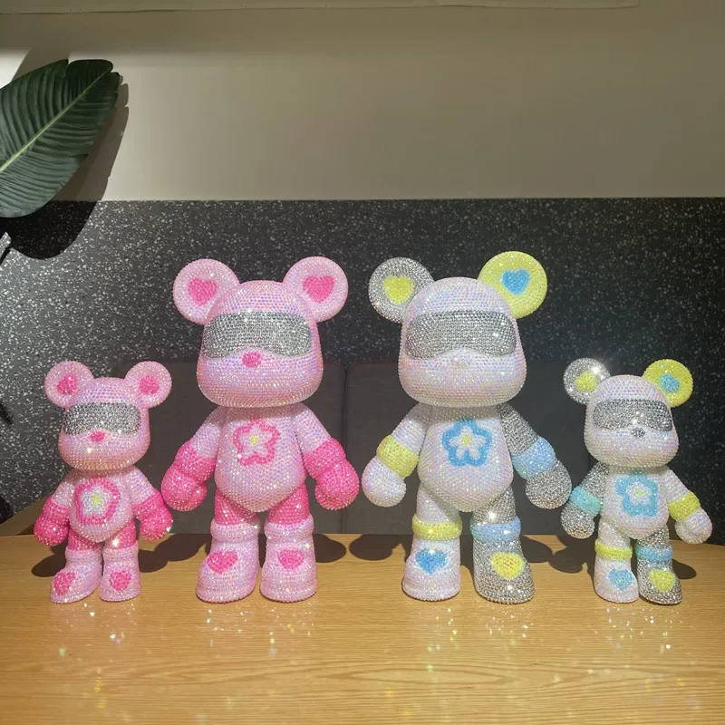 

23cm Fnaf Bear Midnight Harem Five Nights Pure Handmade Shiny Sticking Diamond Model Toys Home Decoration Toys Doll Gift