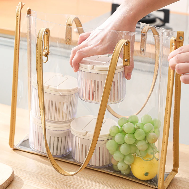 Refrigerator Storage Box Food Vegetable Fruit Storage Box Fridge Organizer Drain Basket Onion Ginger Clear With Lid Crisper