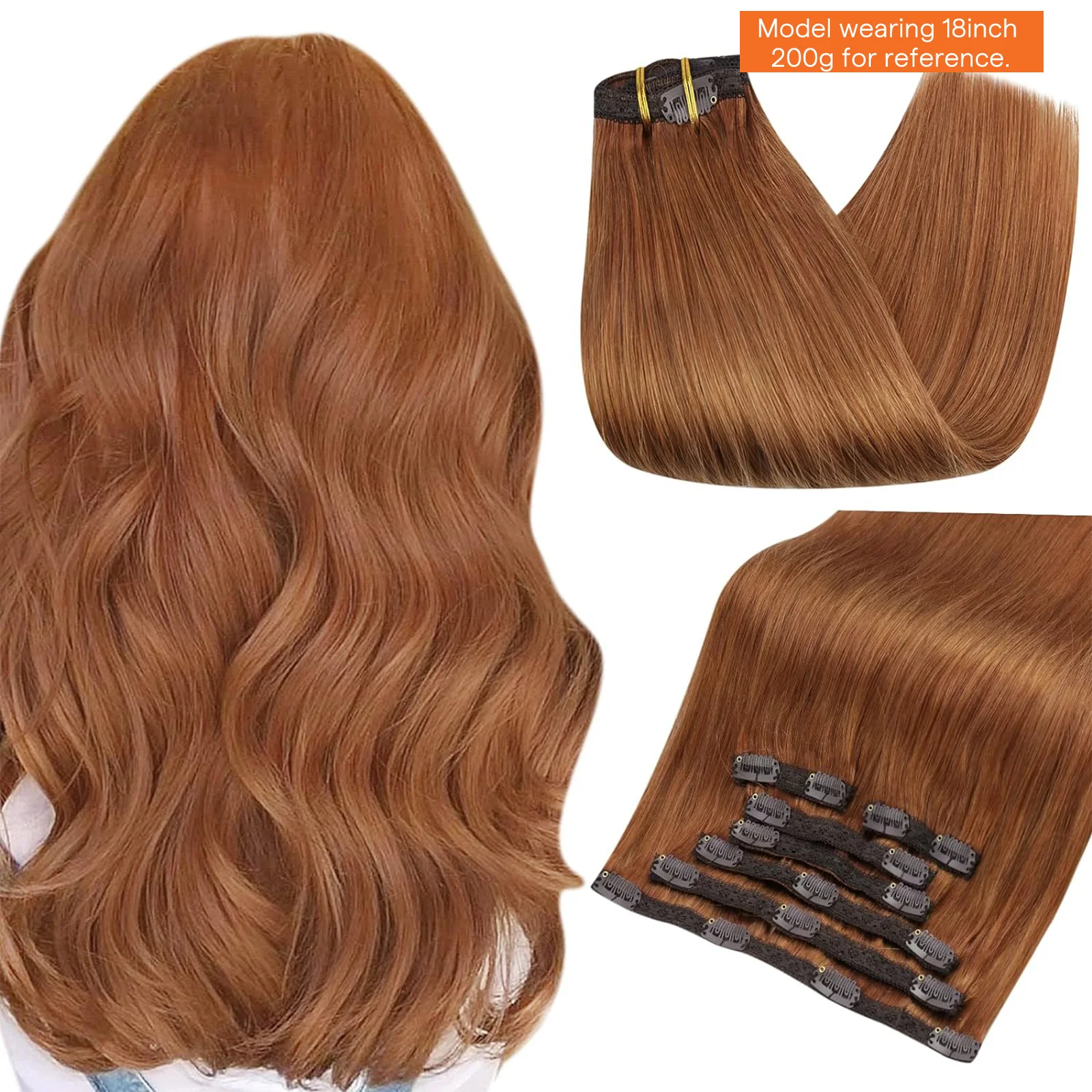 Hair Extensions Full Shine Human Clip in Remy 7PCS 105g Double Weft For Woman