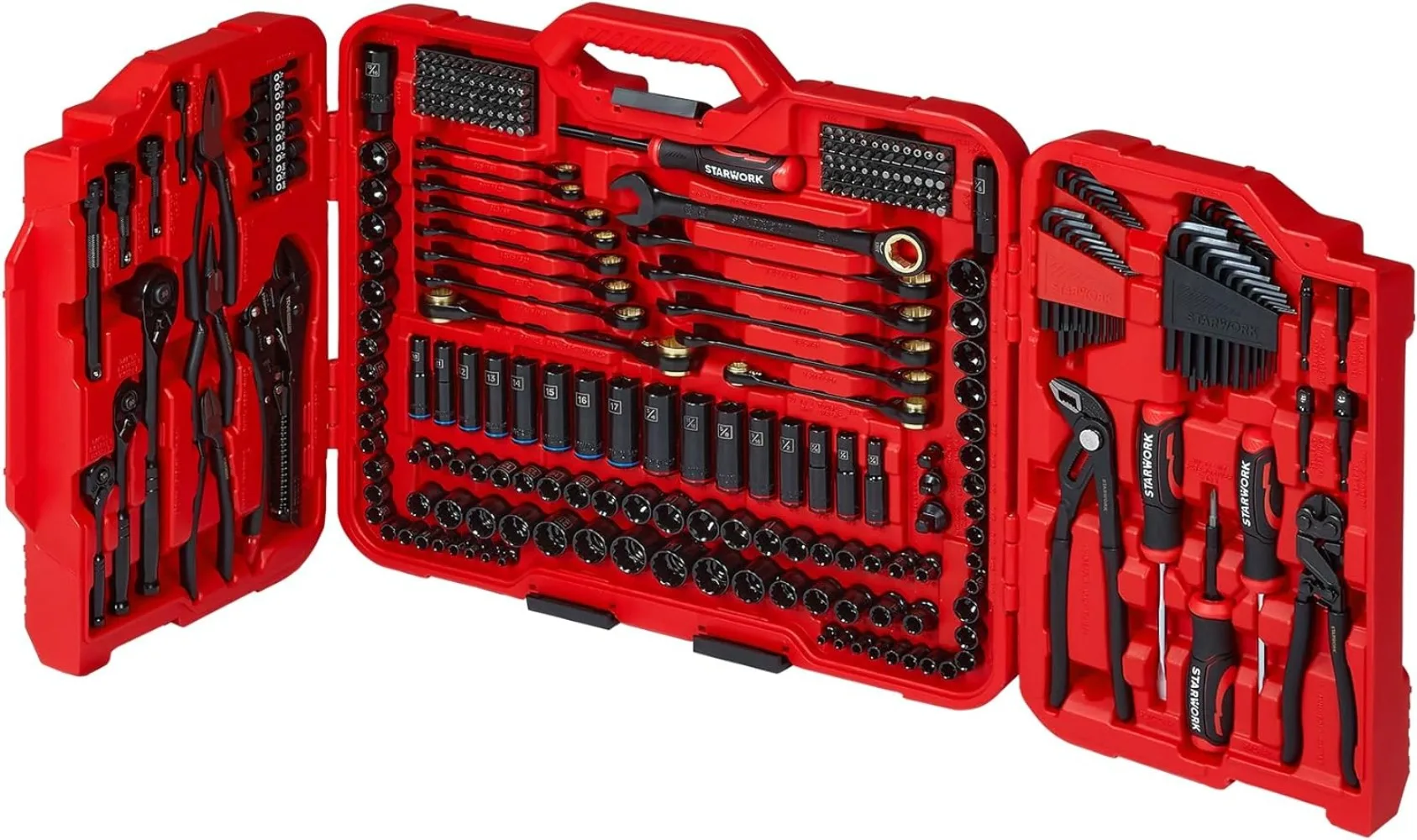 312-Piece Mechanics Tool Set and Socket Set, Professional, SAE/Metric,Portable handle design, lightly lifted and carried