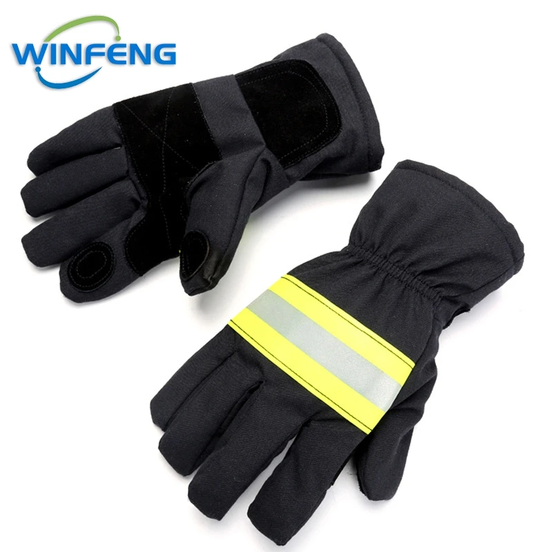Wear-Resistance Non-slip Thicken Safety Gloves work gloves protective gloves flame retardant gloves Fire Proof 3M Reflective Strap Fire Resistant For Firefighter