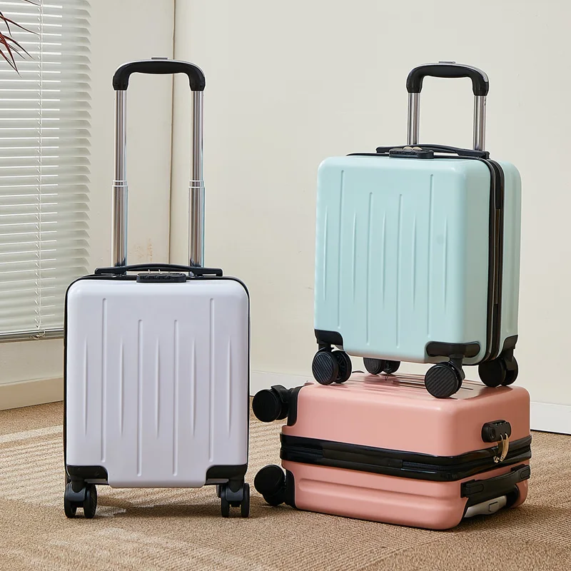 14-Inch Small Luggage Can Go On The Plane Without Checking, With A Password Lock, Leather Suitcase, Travel Trolley Case_voghion.com