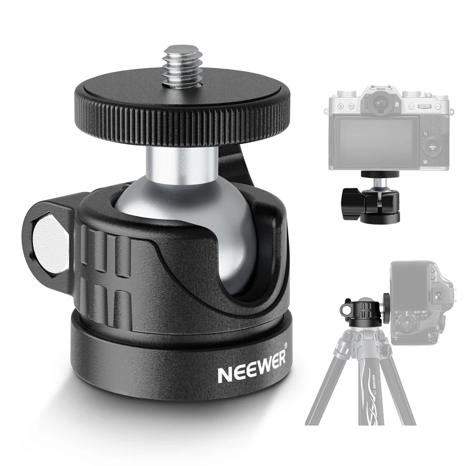 Mini Treppiede 2-in-1 Con Testa A Sfera A 360° E Supporti Slitta Fredda – Attacchi 1/4 E 3/8, Carico Max 3kg, In Alluminio, Per Fotocamera, Smartphone E Monopiede