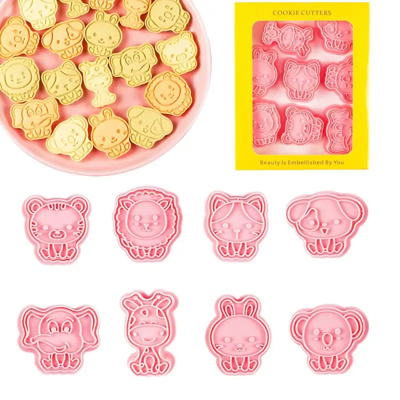 

Bunny Biscuit Stamp Creative Animal Shapes Biscuit Mold Easy Use Dog Bunny Bear Tiger Lion Elephant Giraffe Shapes Cookie Cutter