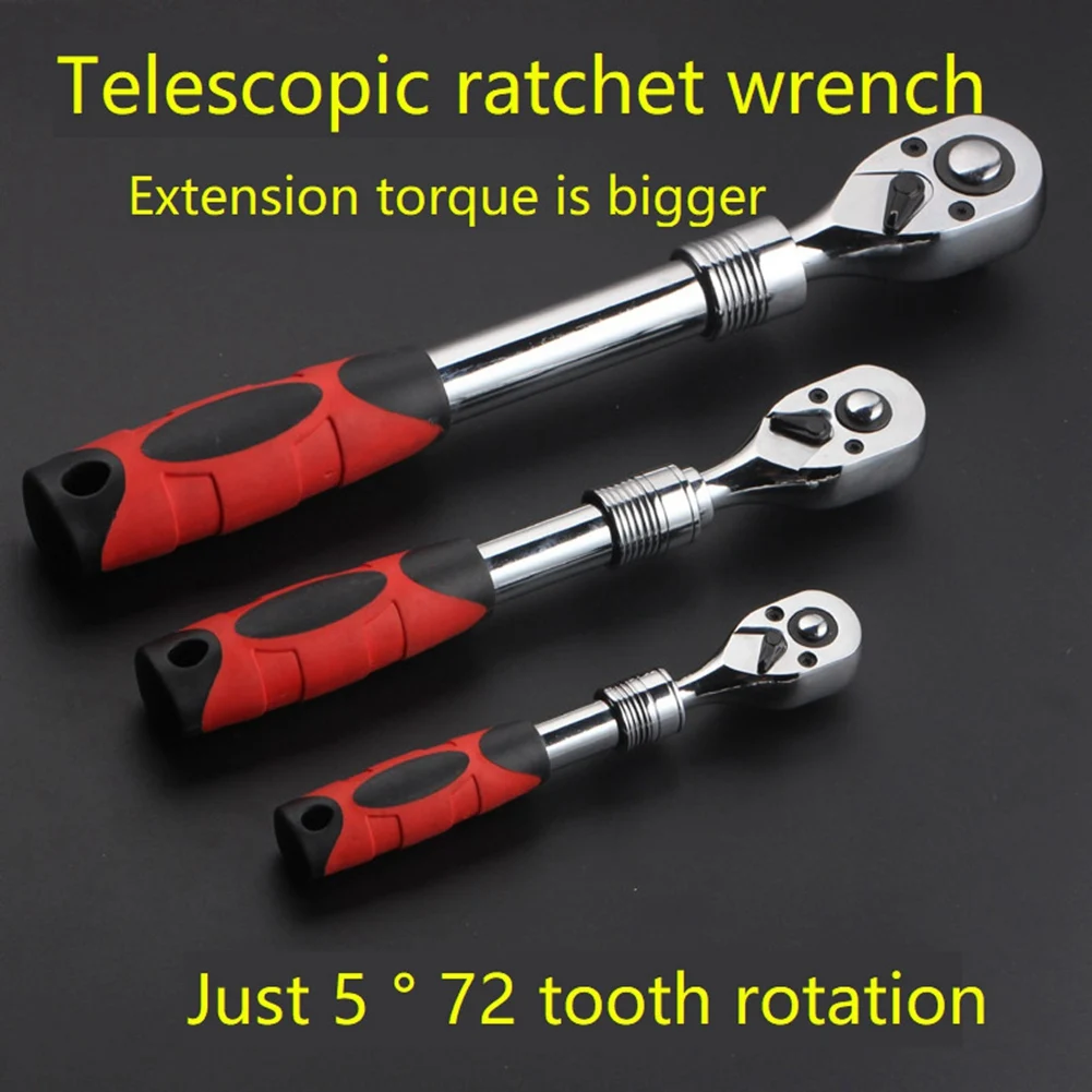 

72-Tooth Adjustable Socket Ratchet Wrench 1/2 inch Extendable Telescopic Socket Spanner Torque Wrench Quick Release