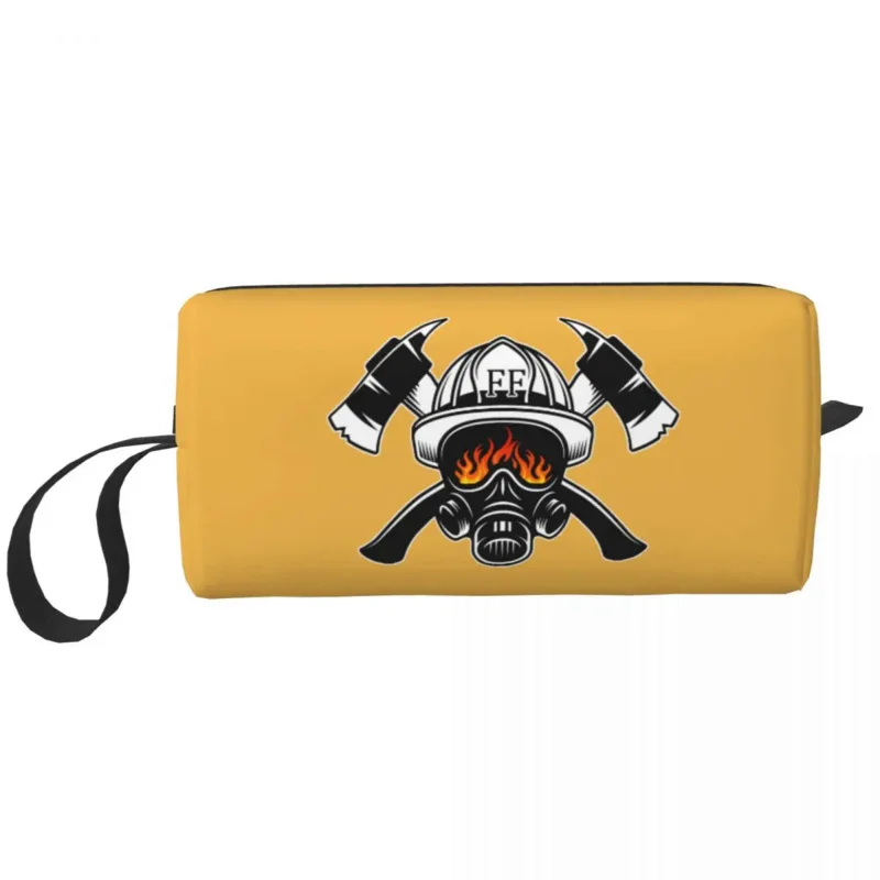 

Travel Firefighter Skull Toiletry Bag Cute Fireman Fire Rescue Makeup Cosmetic Organizer Women Beauty Storage Dopp Kit Box
