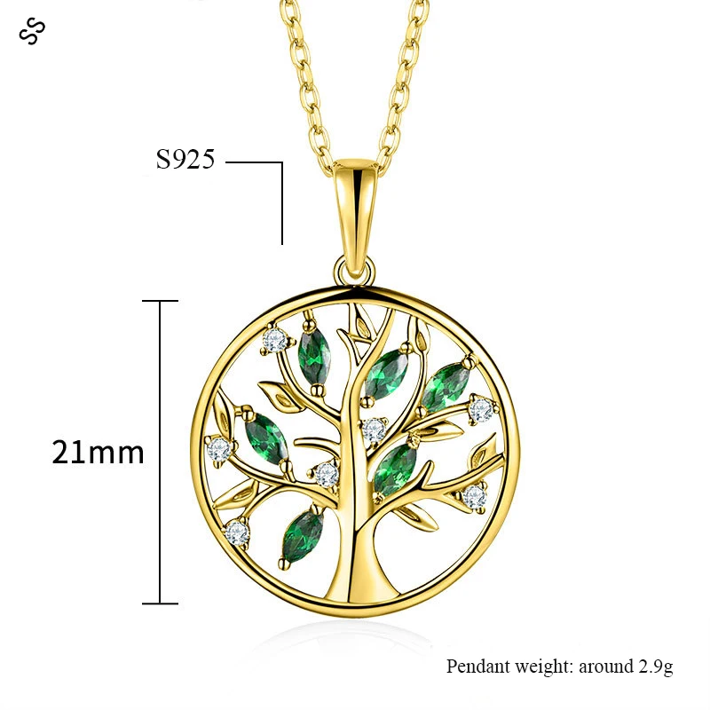 Round Life Tree Pendant Necklaces Super Flash for Women's Garment Accessories