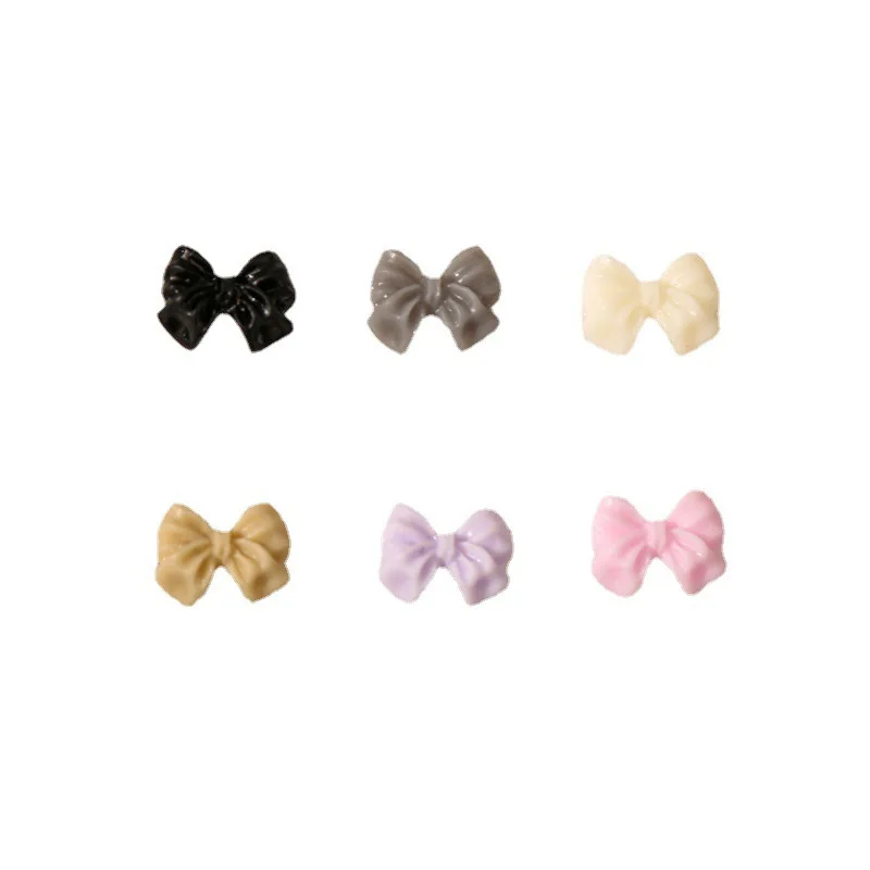 50PCS 미니 3D 아크릴 네일 아트 보우 매력 액세서리 가짜 손톱 장식 용품에 대 한 귀여운 수 지 Bowknot 매니큐어 재료