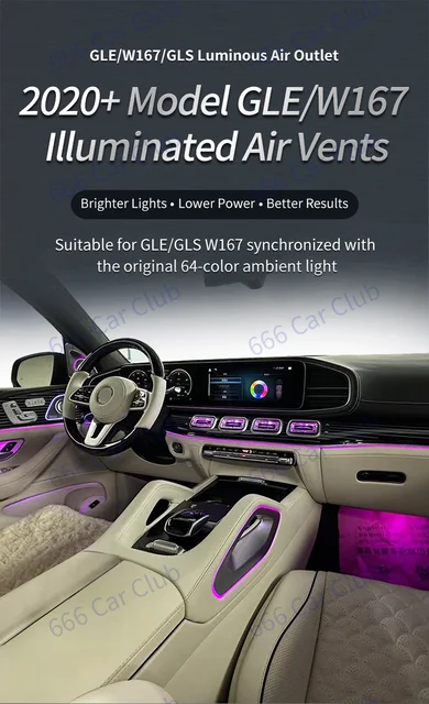 64カラーledエアベントメルセデスベンツW167 gle gls GLE53 GLS63屋内 