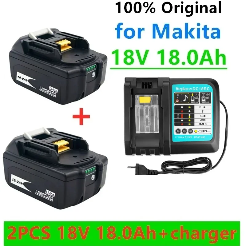 Makita 18 V1860 Batteria Ricaricabile 18V 18000Mah Agli Ioni Di Litio Makita 18V Batteria Bl1840 Bl1850 Bl1830 Bl1860B Lxt + 2A Caricabatterie