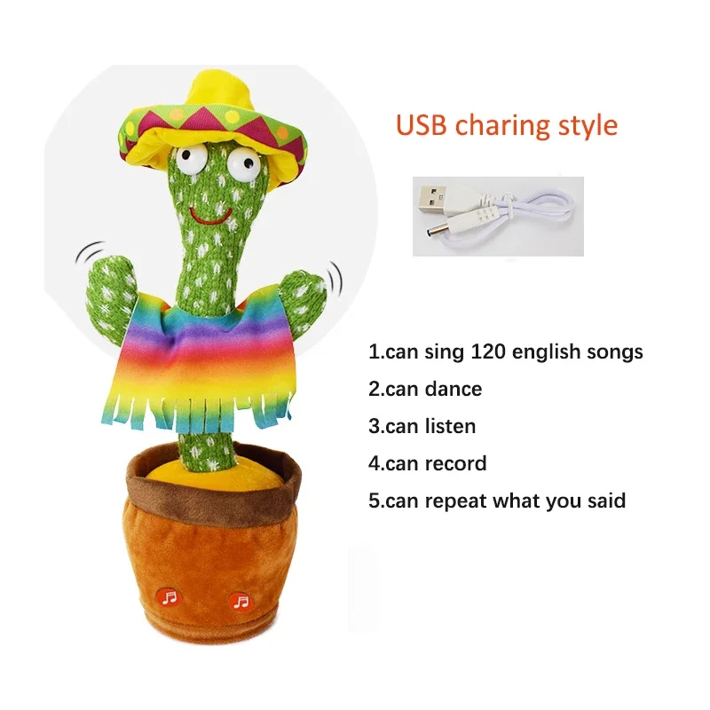 Dancer Cactus With Sound In Spanish Captus Dancer For Babies USB Dancing Cactus  Parlant Toy Russian - AliExpress