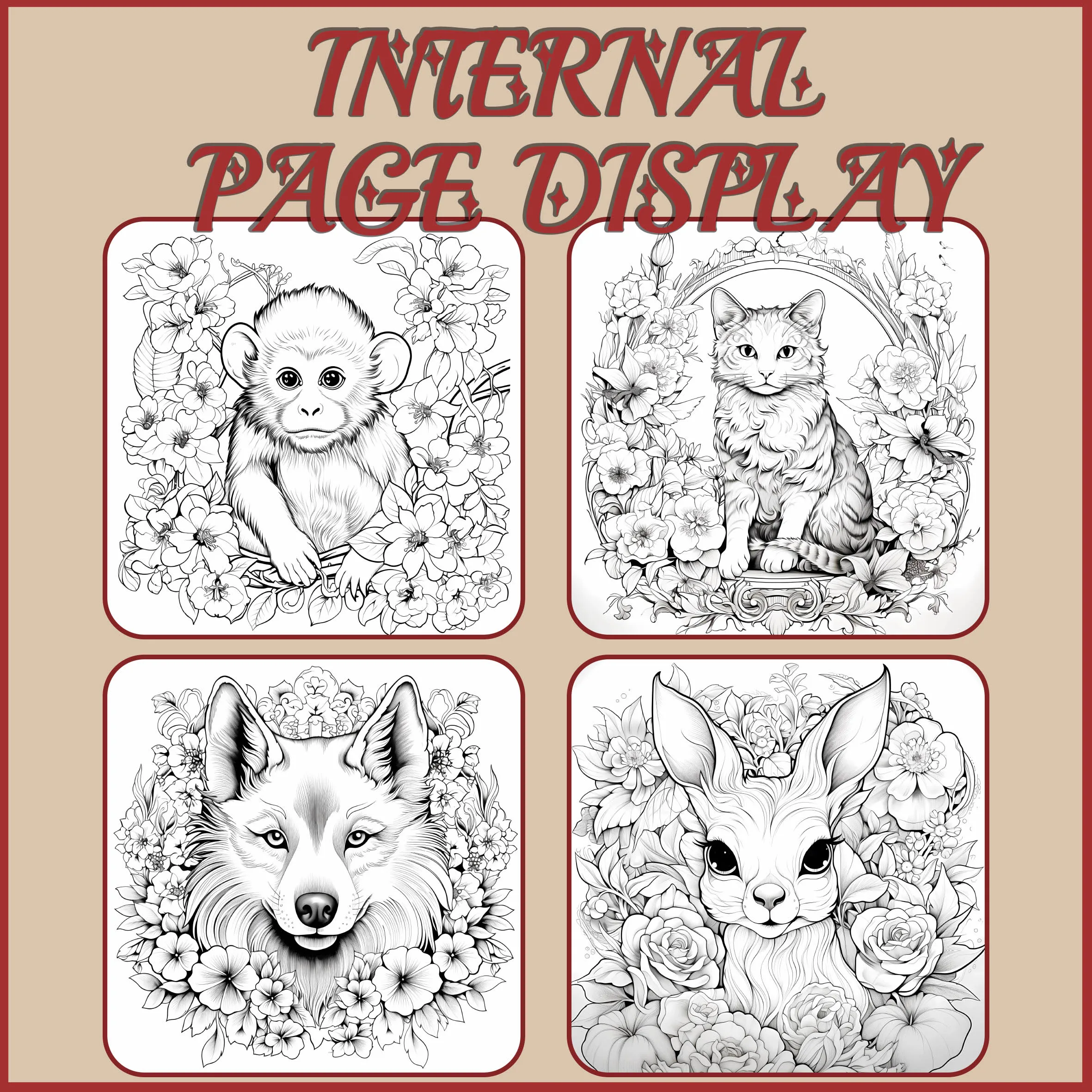 Adult Picture Book: Animal and Flower Coloring Book - 20 Pages of Cute Animals in Flower Fields 3