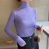 Spring Autumn Turtleneck T-shirt Women All-Match Top Shirt Soft Comfortable Inner Top Casual Long Sleeve T-shirt Office Wear 5