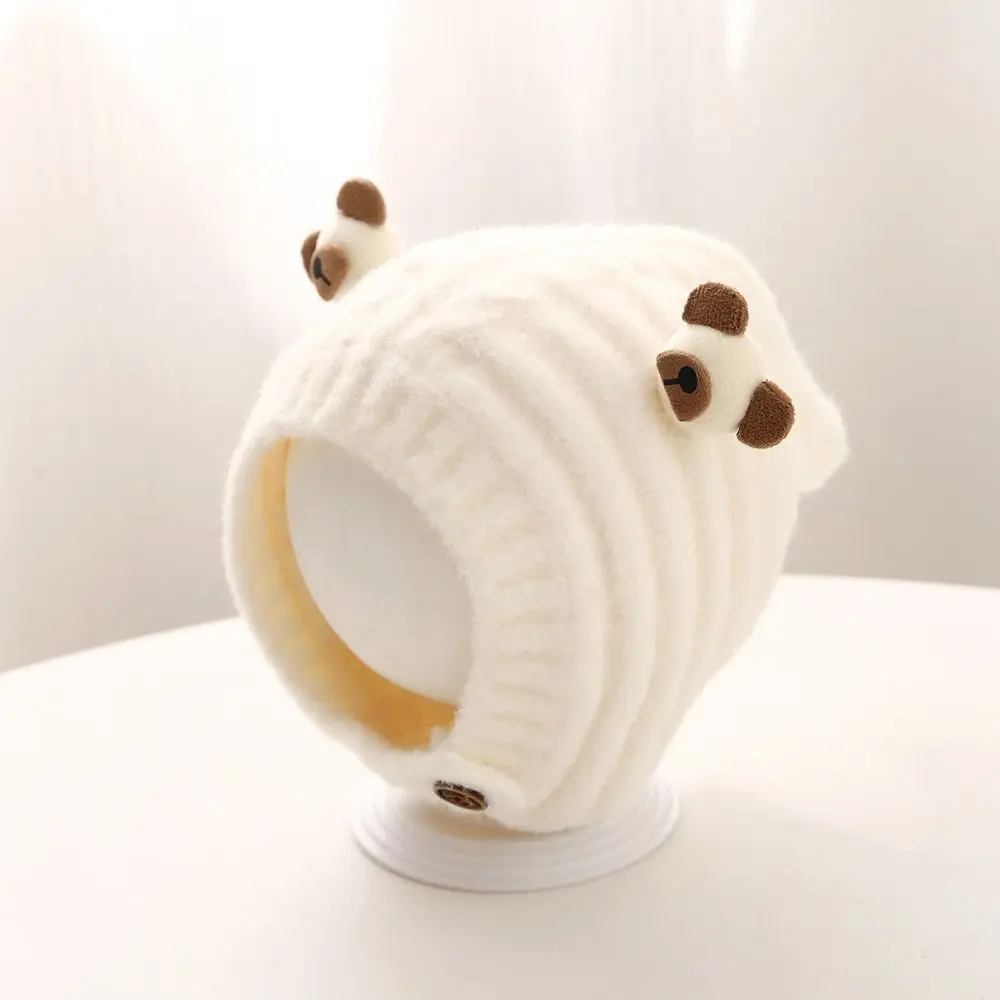 Lovely Warm Baby Knitted Hat Soft Thicken Children Pullover Cap Ear Protection Wool Kids Earmuffs Cap Boys