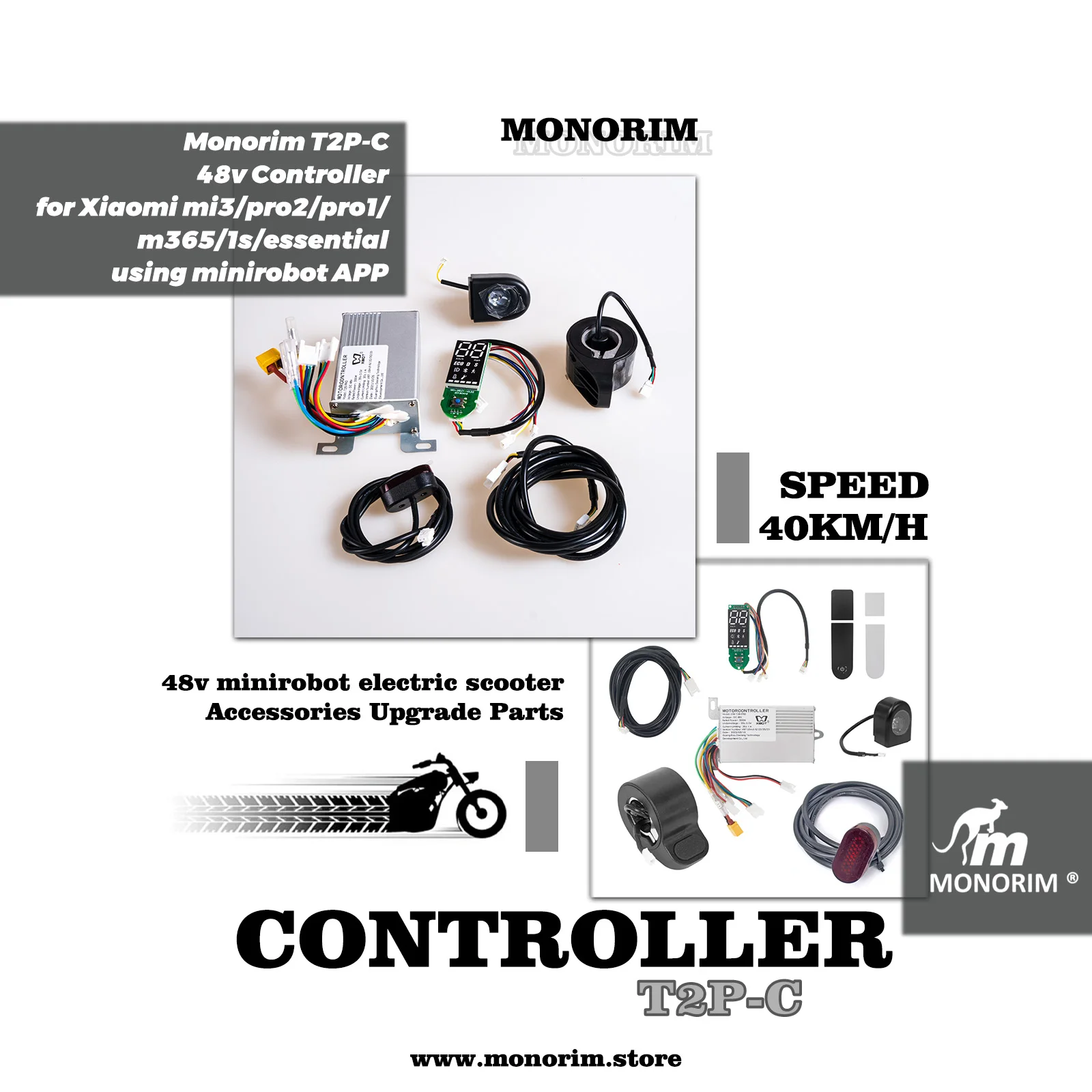 

Monorim T2P-C 48v Controller for Xiaomi mi3/pro2/pro1/m365/1s/essential using minirobot APP