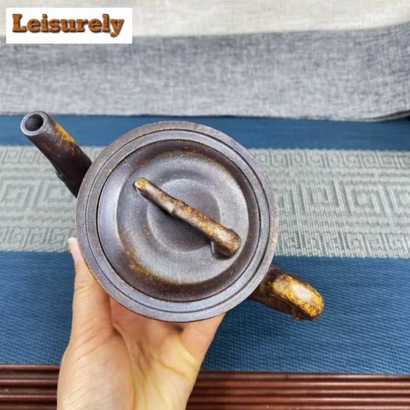 330ml Yixing Purple Clay Teapot Handmade Bamboo Joint Pot Raw Ore Wood-fired Porcelain Mud Tea Brewing Kettle Strainer Zisha Cha