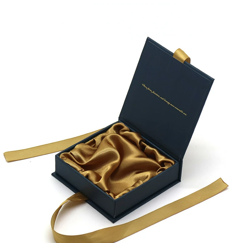 Cardboard Gift Box Customized Ribbon Bow Book Type Flip Box Bracelet