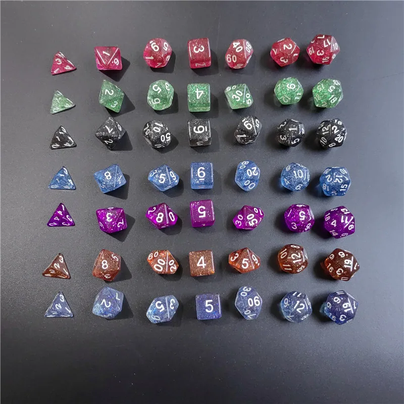 Dice Set 7 PCs 1 Set Transparent Flash Point Acrylic D4 D6 D8 D10 D12 D20 Multi-sided TRPG Dungeons & Dragons Game