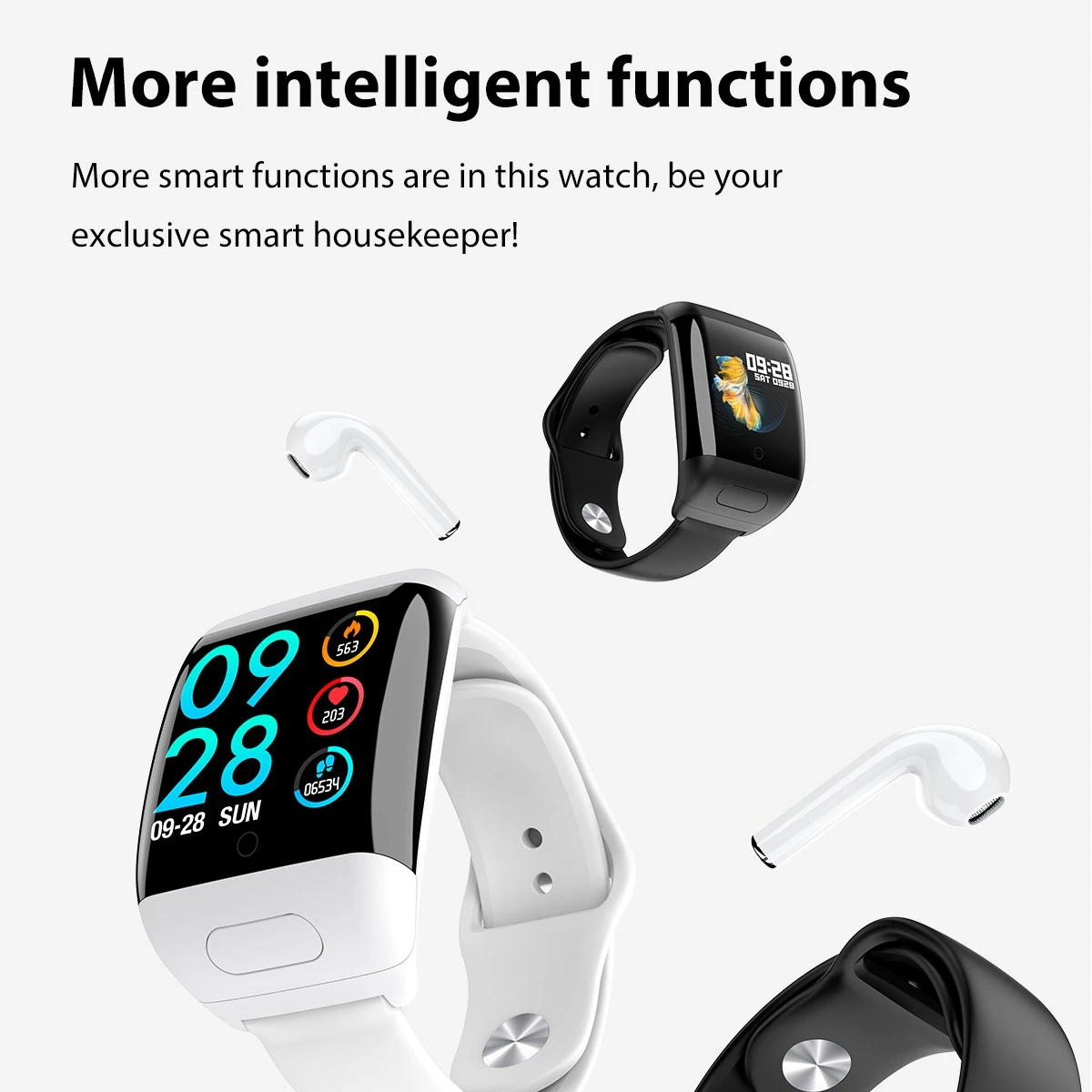 GILEO Ʈ ġ Earbuds ̾ 2in1 Woman ƮϽ Bracelet Heart Rate Tracker   Smartwatch