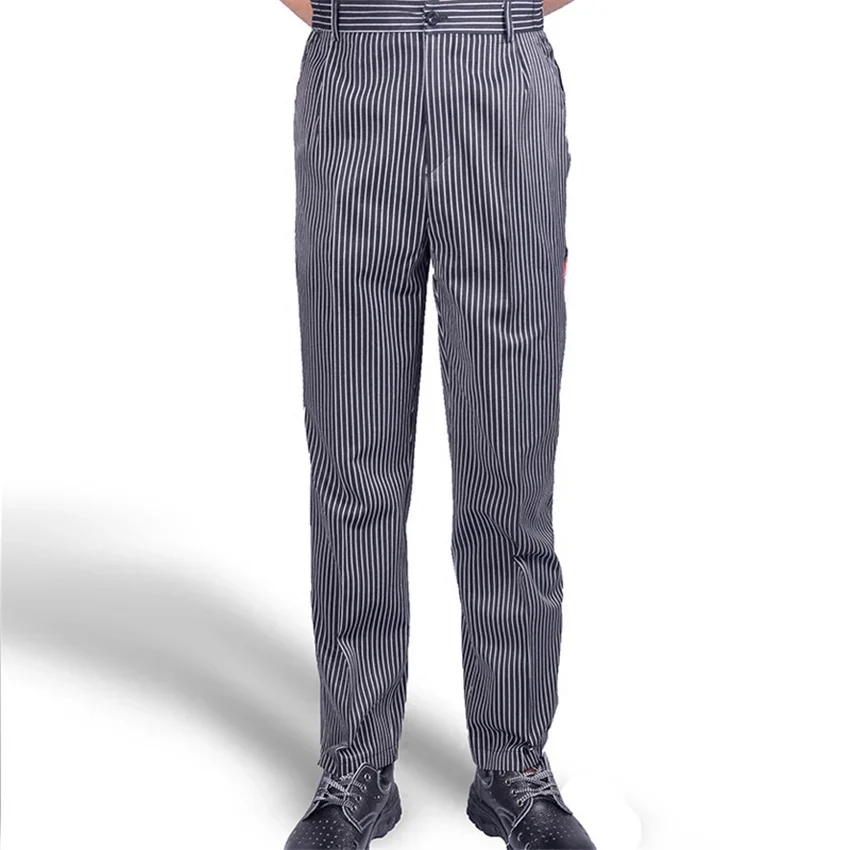Men's Loose Chef Trousers Food Service Work Wear Stripe Kitchen Restaurant Uniform Cook Pant for Man Chef M-4XL