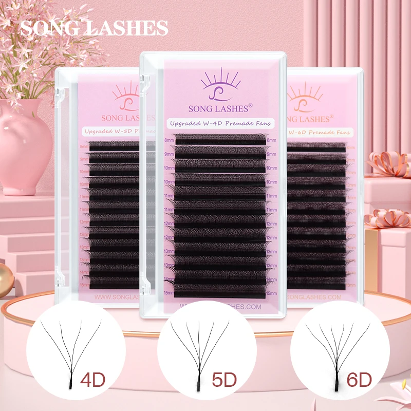 Songlashes  4D/5D/6D W Shape lashes  Premade Fan Lash Extensions 0.07 C/D Curl Natural Soft High Quality Idividual Lashes