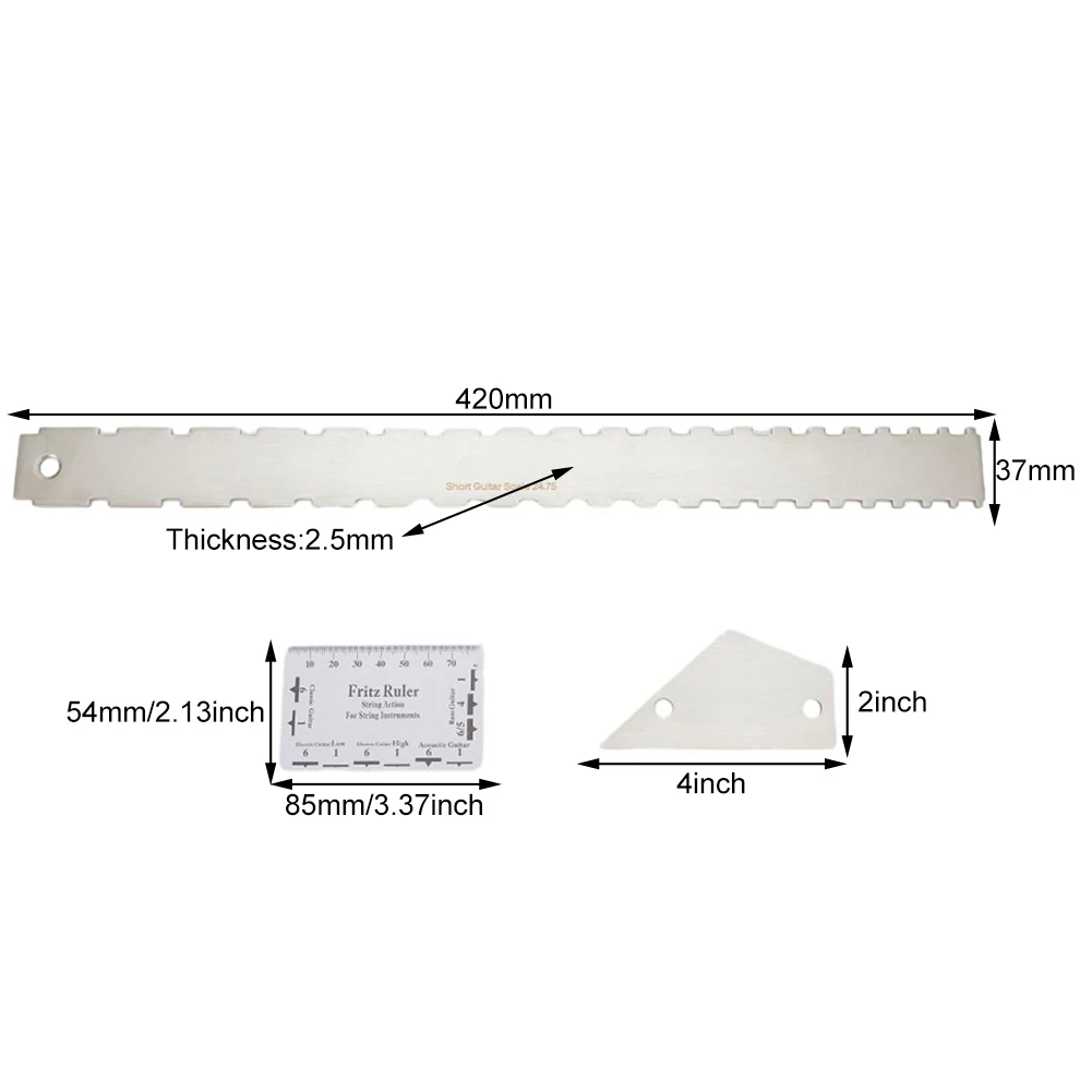 

Линейка для воротника гитары с зазубринами и прямыми краями, линейка для выравнивания Лада, рулетка-измеритель, грифель из нержавеющей стали