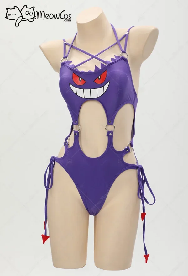 MEOWCOS Costume Intero Da Donna Gotico Nero Con Ritaglio E Coprispalle - 4