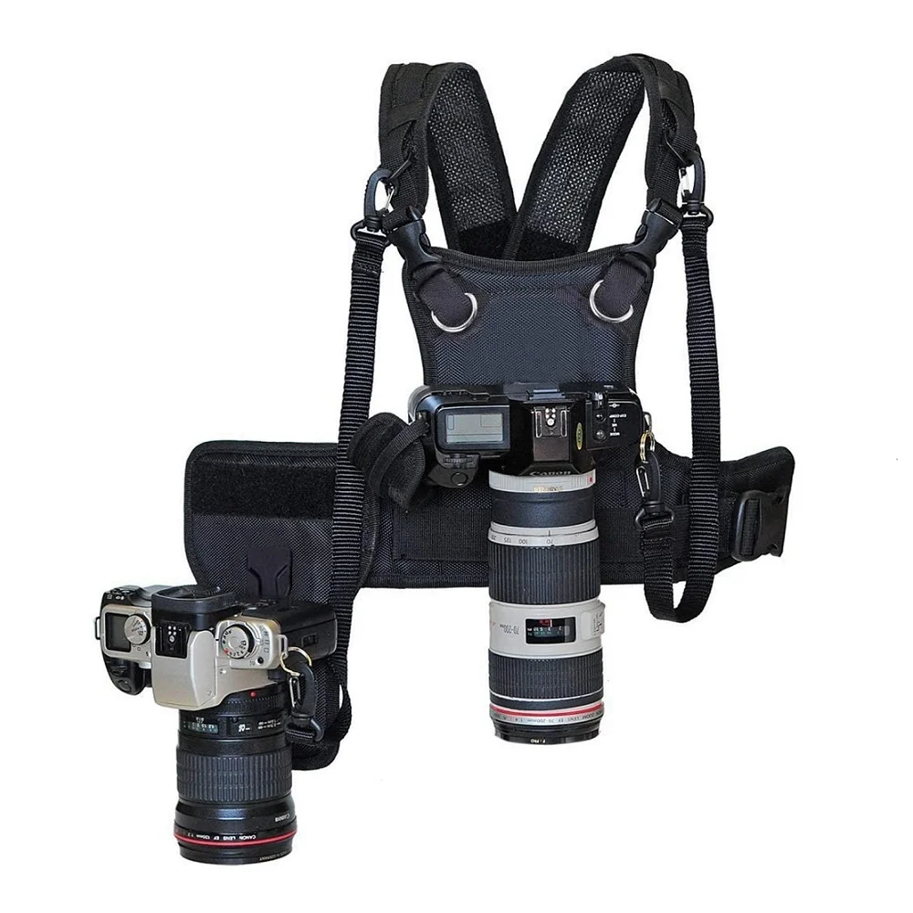 

Carrier II Multi Dual 2 Camera Carrying Chest Harness System Vest Quick Strap with Side Holster for Canon Nikon Sony Pentax DSLR