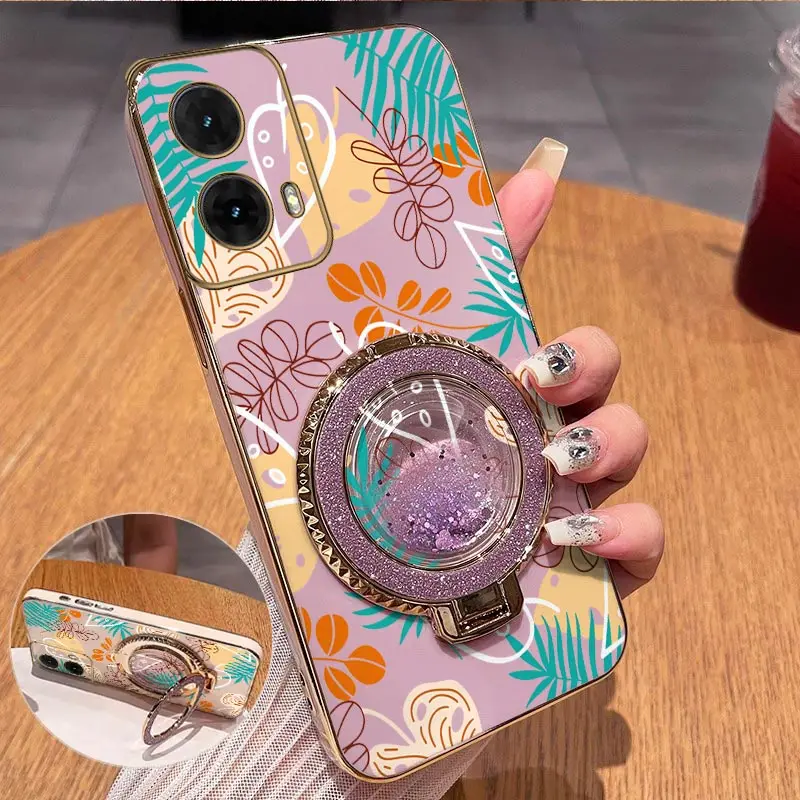 Luxurious Leaf-Patterned Plating Phone Case in G85 Line Design