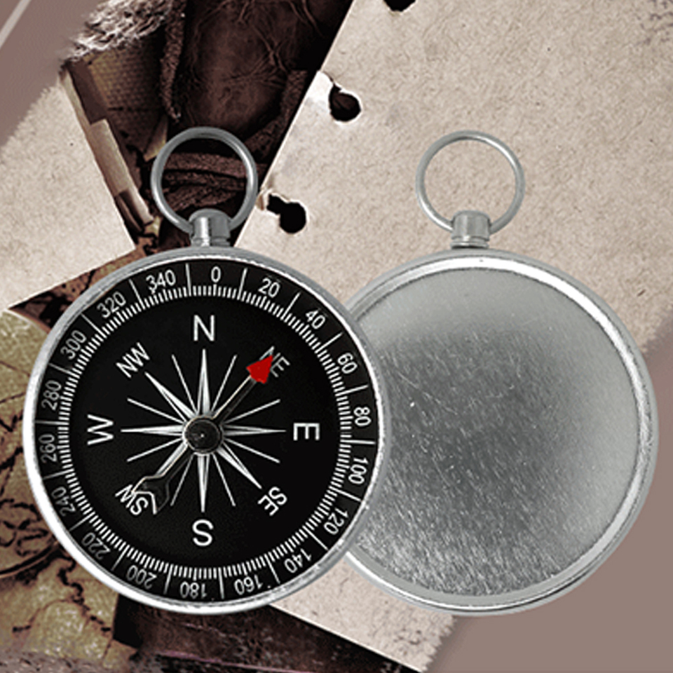 Compass Keychain Pendant Portable Outdoor Orientation Navigation Compass Silver for Outdoor Camping Hiking Sports Navigation