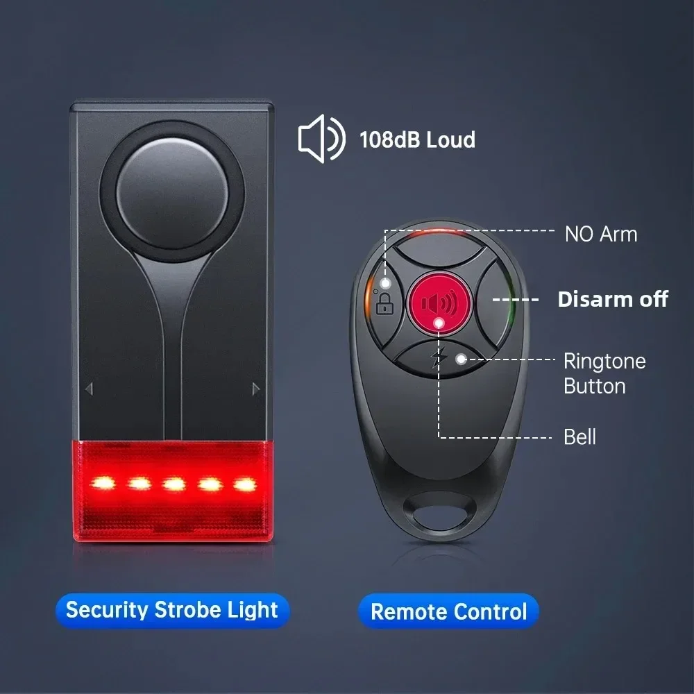 Extractme 108dB alarme antivol alarme de Vibration sans fil avec télécommande alarme de porte et de fenêtre système de sécurité d'alarme de voiture 6