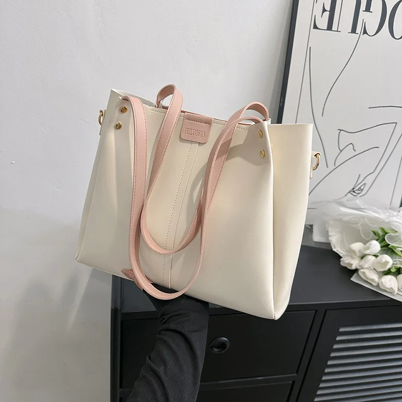 Large Capacity Bag Women's Bag New Fashion Wide Shoulder Strap Single Shoulder Crossbody Bag Carrying Tote Bag