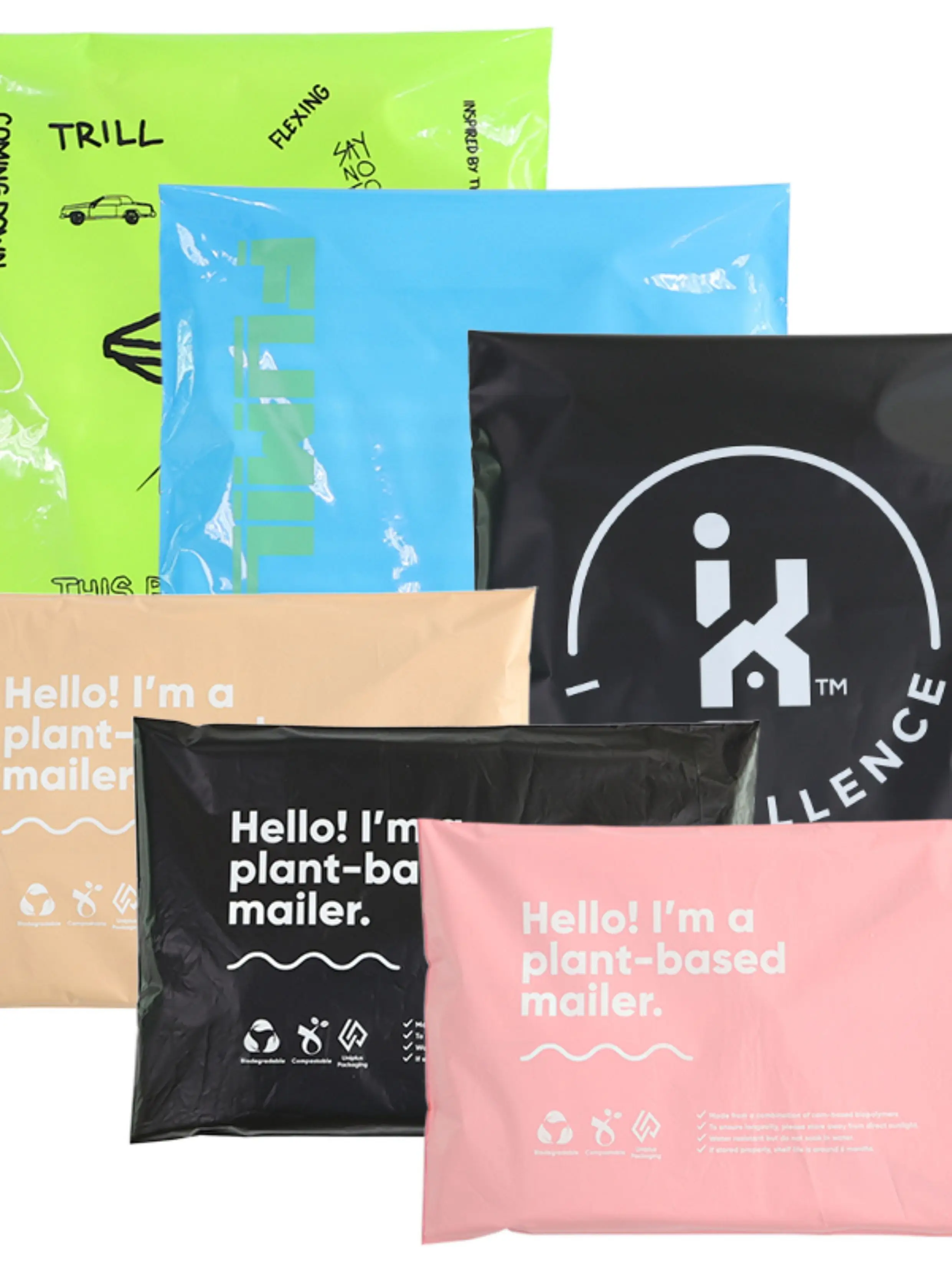 Poly Mailer Kunststoff-Verpackungsbeutel, Kuriertaschen, Umhängetasche, individuell, umweltfreundlich, biologisch abbaubar, luxuriös, mattschwarz – Detail 1