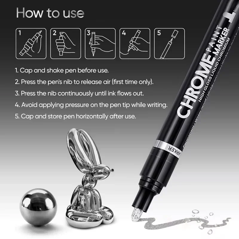 1/2/3PC Chrome Paint Marker Reflective Liquid Mirror Paint Pens