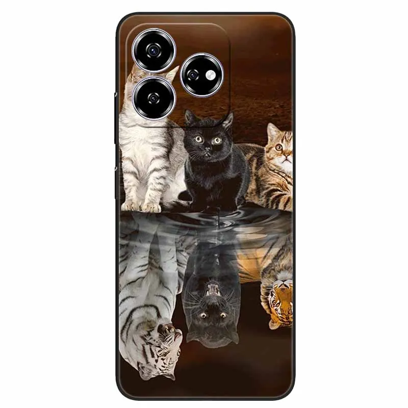 Stylish Black TPU Soft Silicone Phone Cover with Artistic Design