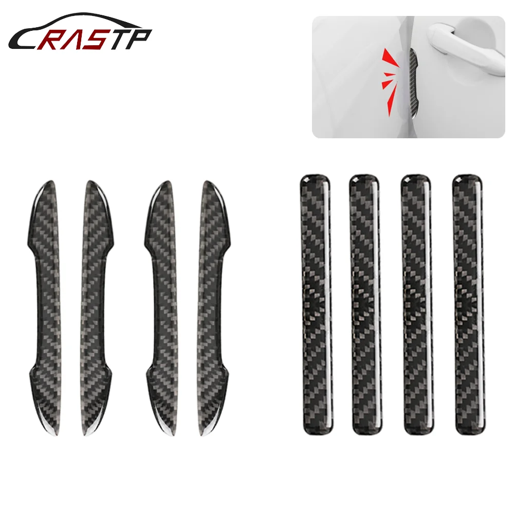 

New 4Pcs Carbon Fiber Car Door Anti-collision Strip Sticker Protective Tape Body Anti-scratch Handle Door Car Sticker SFN104