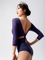 Women's Black Gymnastics Leotards Long Sleeve Patchwork Mesh Bodysuits Adult Ballerina Dance Kink Costumes - Image 4