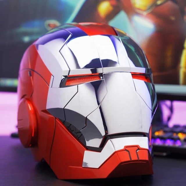 Casque électrique Iron Man Mk5, casque d'ouverture et de fermeture  multi-pièces, commande vocale, yeux lumineux, jouet modèle pour adulte,  cadeau pour enfant, 1:1