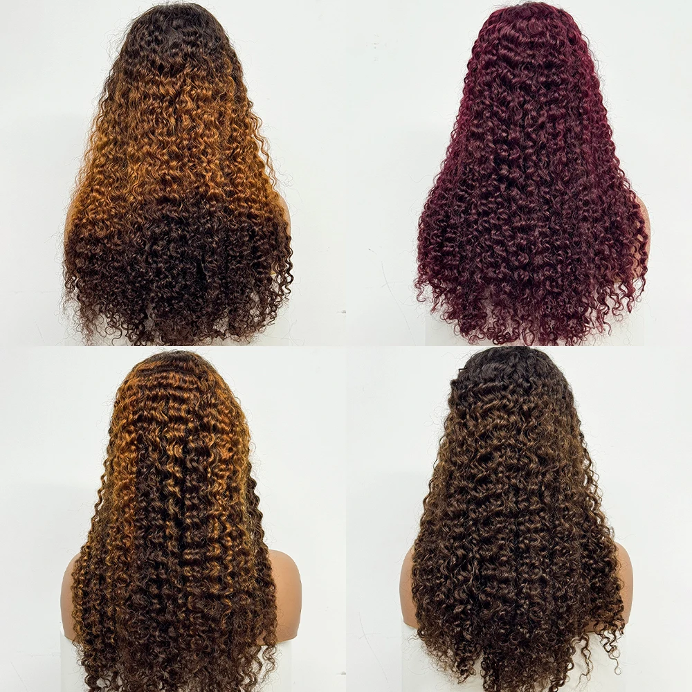 Water Wave Curly 5x5 Transparent Lace Human Hair Wigs 250% Density 12A Colored Curly Wavy Human Hair for Black Women