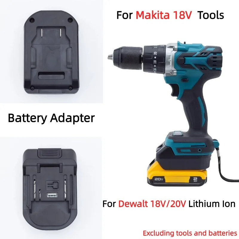Адаптер для аккумулятора Dewalt 18 В/20 в, преобразователь литиевых батарей в Makita 18 в, бесщеточные Аккумуляторные дрели с USB (только адаптер)