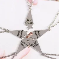 5pcs/Set Best Friend Necklace Creative Pentagram Pendant Alloy Accessories, Friendship Necklace For Men And Women 2
