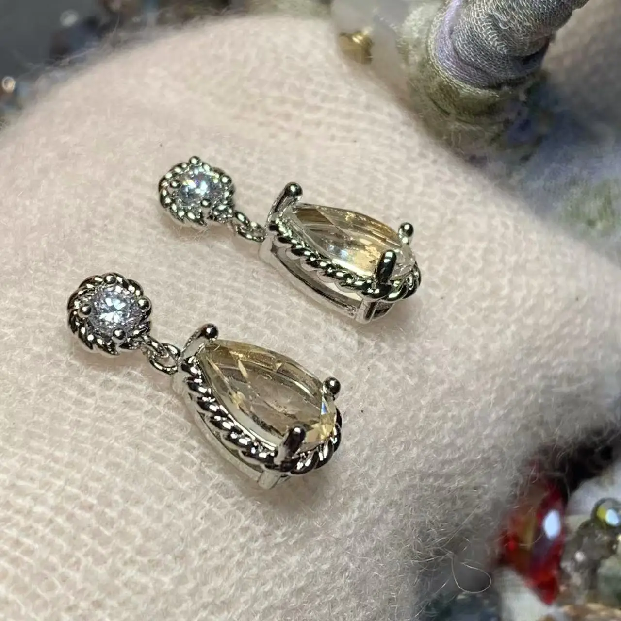 Natural Citrine Stud Earrings For Women Real 925 Sterling Silver Vintage Femme Gift Prevent Allergy Fine Jewelry Stone